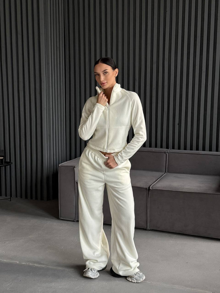 Dame Fleece Lounge Wear Dress med Høy Krage og Elastisk Midje Skjora