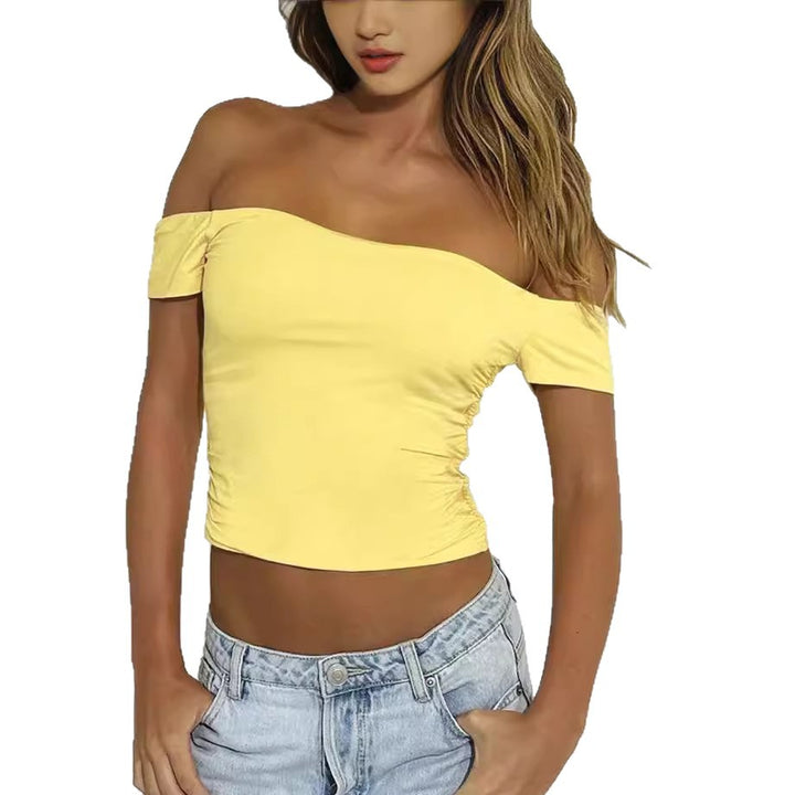 Damer Off-Shoulder Cropped Top med volangdetaljer Skjora