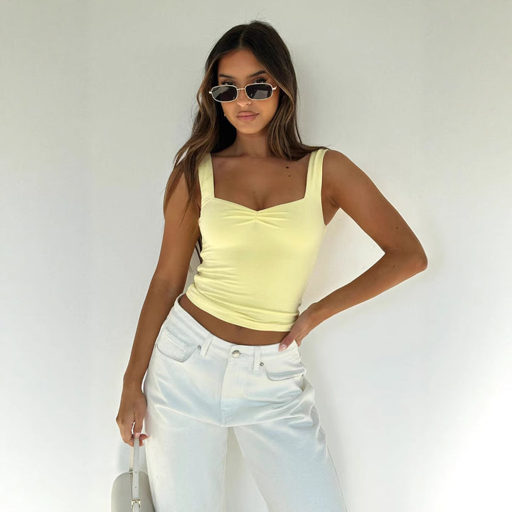 Damer figurtilpasset Crop-Top med brede stropper og V-hals Skjora
