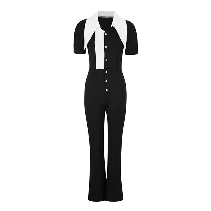 Dame jumpsuit med elegant krage og figurnær passform Skjora