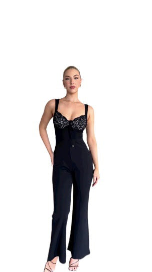 Dames Elegant Overall med Blonde og Tett Snitt