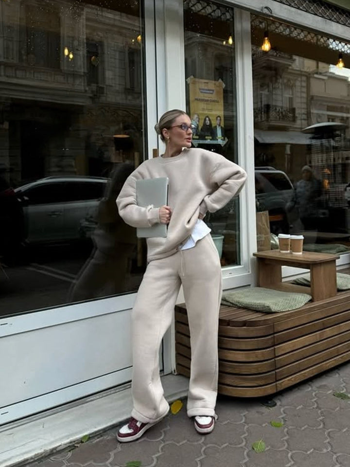 Kvinners komfortable sweatshirt og løse joggebukser sett Skjora