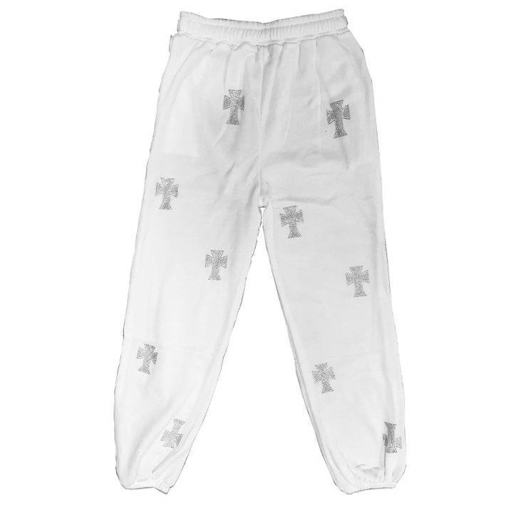 Dame joggebukser med stilige kors-emblemer og elastisk linning Skjora