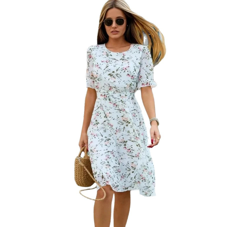 Dame Midi-kjole med blomsterdesign og flytende snitt Skjora