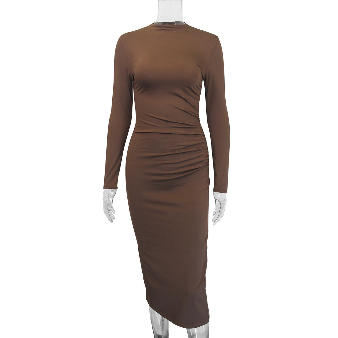 Damer Elegant Bodycon Maxikjole med lange ermer og figurnær passform Skjora