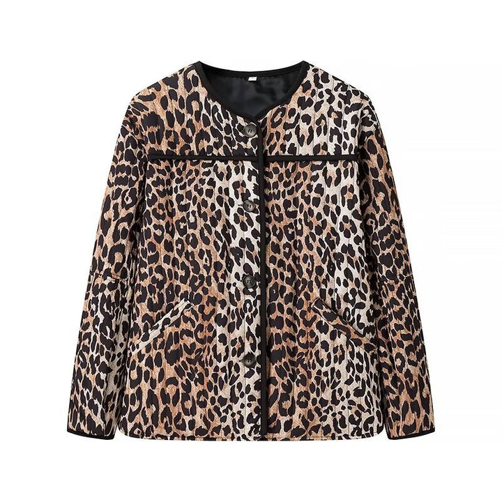 Dame moteklærjakke i trendy leopardmønster Skjora