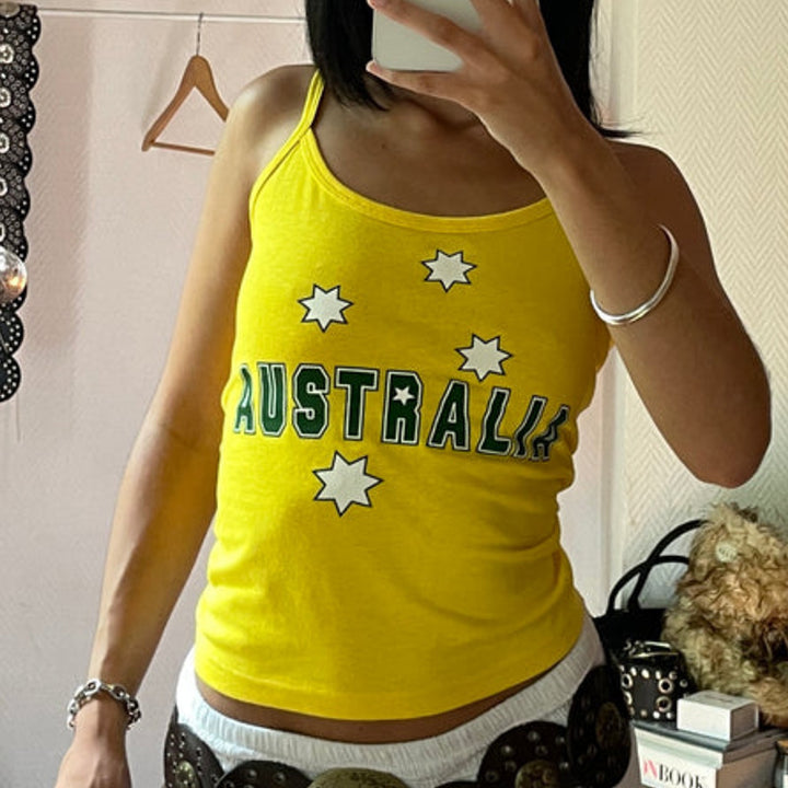 Dame Spaghetti-stropptopp med kreativt Australia-design Skjora