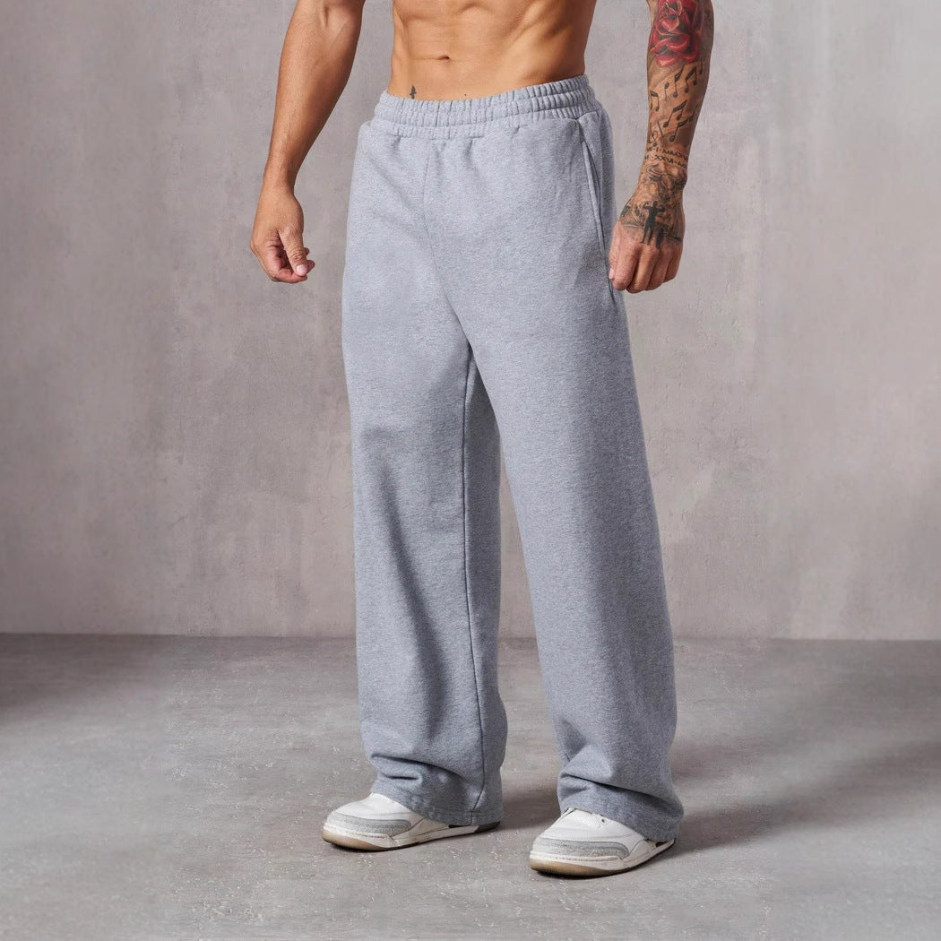 Herre Baggy Joggebukser med Elastisk Liv og Lommer på Siden Skjora