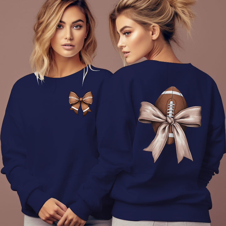 Dame sweatshirt med søtt fotballmotiv og sløyfeakcent Skjora