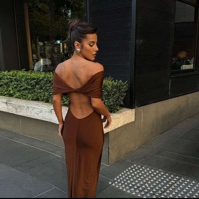 Dame Off-Shoulder Maxikjole Skjora