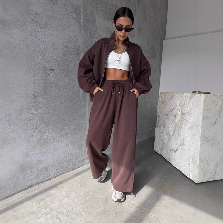 Damer sporty oversized lounge-set med elastisk midjebånd Skjora