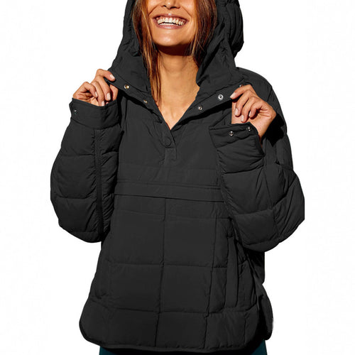 Kvinne Plus Size Polstret Jakke med Hette Skjora