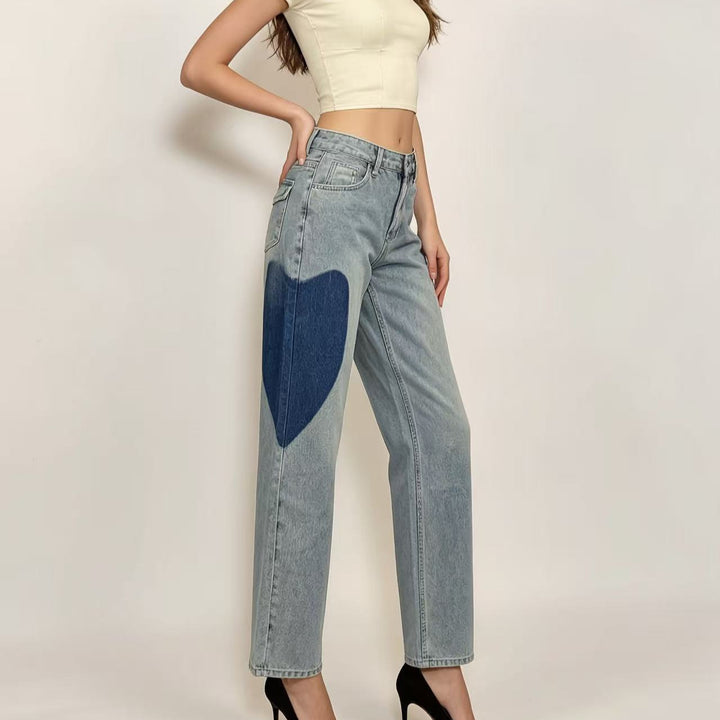 Damer bredskårne denimjeans med unike fargeaksenter Skjora