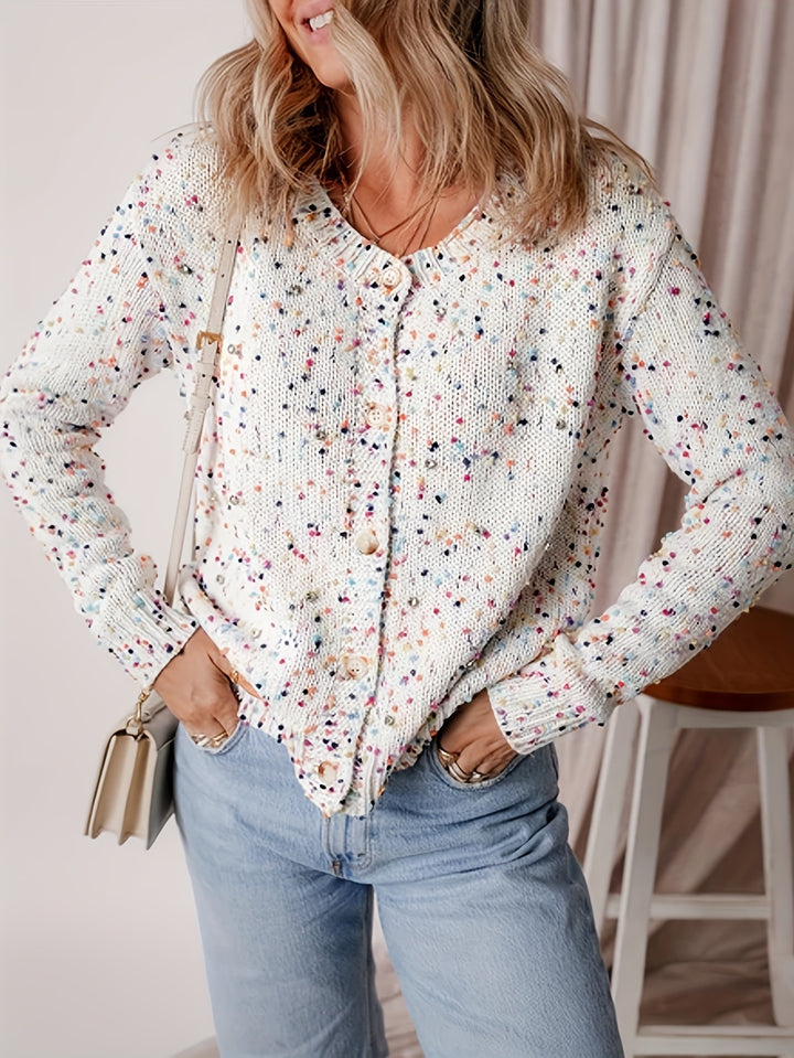 Kvinne cardigan med fargerik mønster Skjora