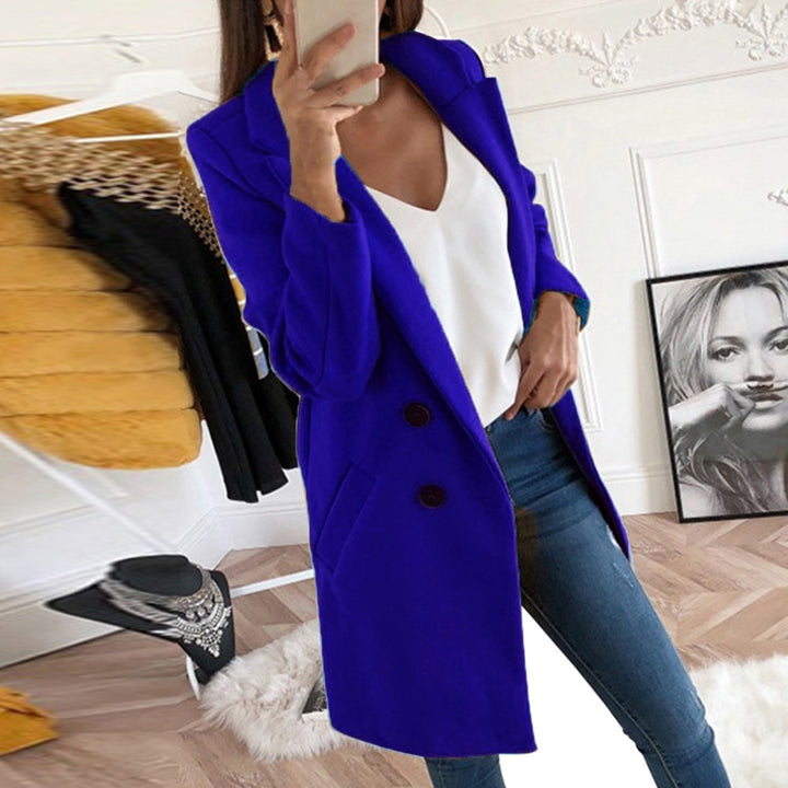 Kjole elegant og varm lang blazer med dobbel knapplukking Skjora