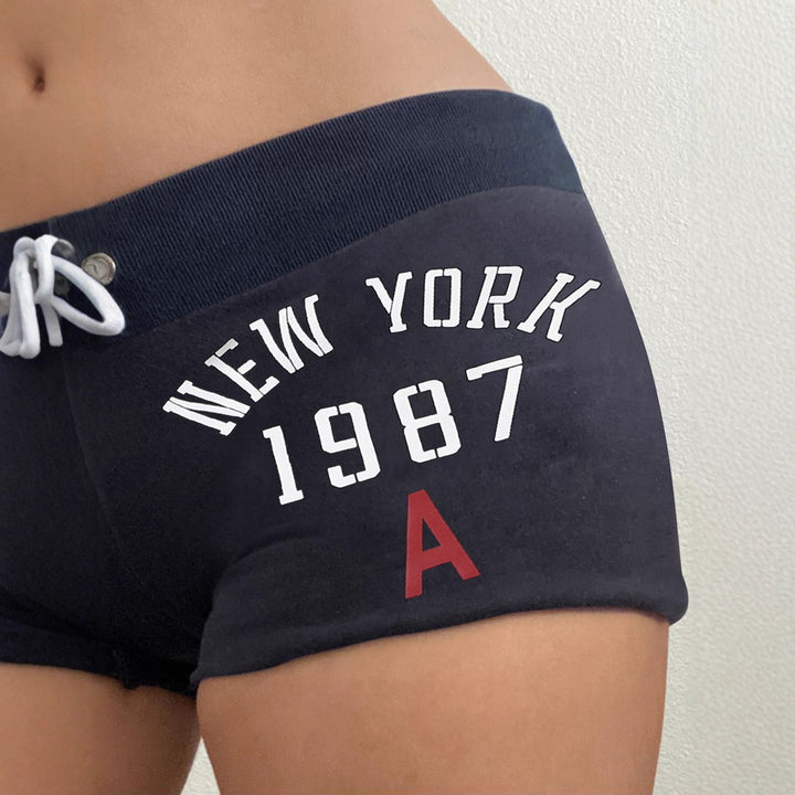 Dame Sporty Badshorts med høy midje og justerbar snor