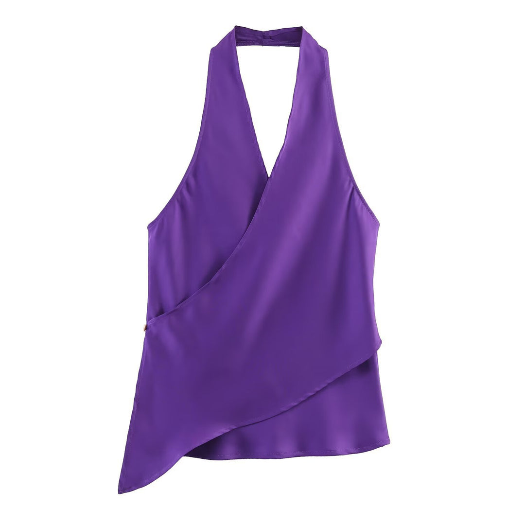 Dame omslagsbluse med V-hals Skjora