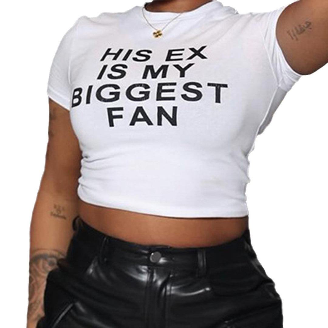 Dame Crop-Top med morsom tekst og figurtilpasset snitt Skjora