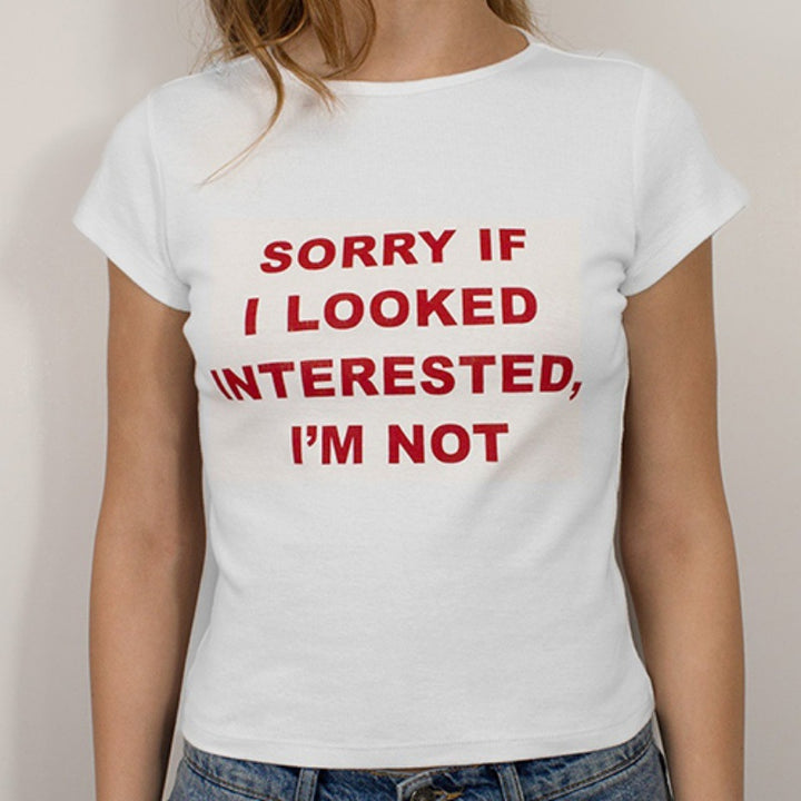 Dame cropped T-skjorte med morsom slogan trykk Skjora