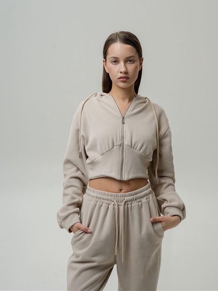 Damer casual sweatshirt og joggebukse sett med høy krage og løs passform Skjora