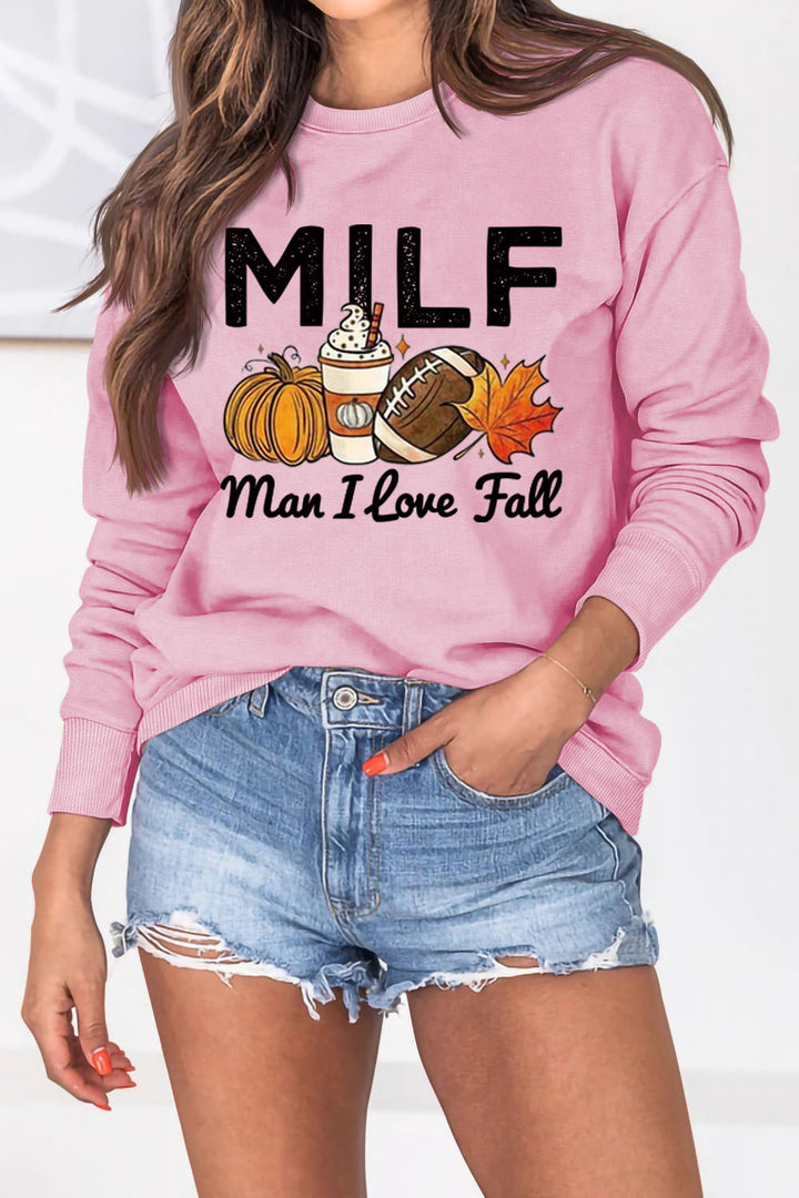 Kvinne sweatshirt med høst essens motiv og inspirerende tekst Skjora