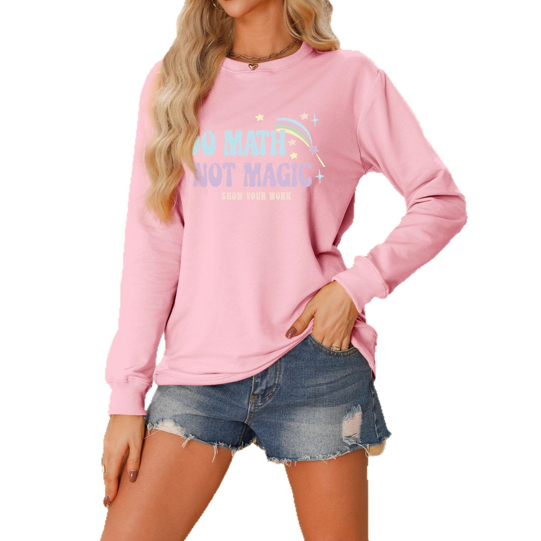 Dame avslappet sweatshirt med inspirerende matematikkmotiv Skjora