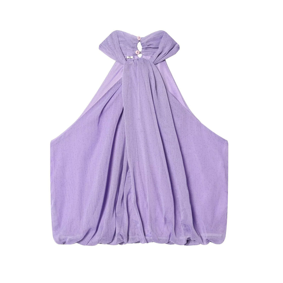 Dame ermangeløs halterneck med elegant drapering og trendy nøglehuludskæring Skjora