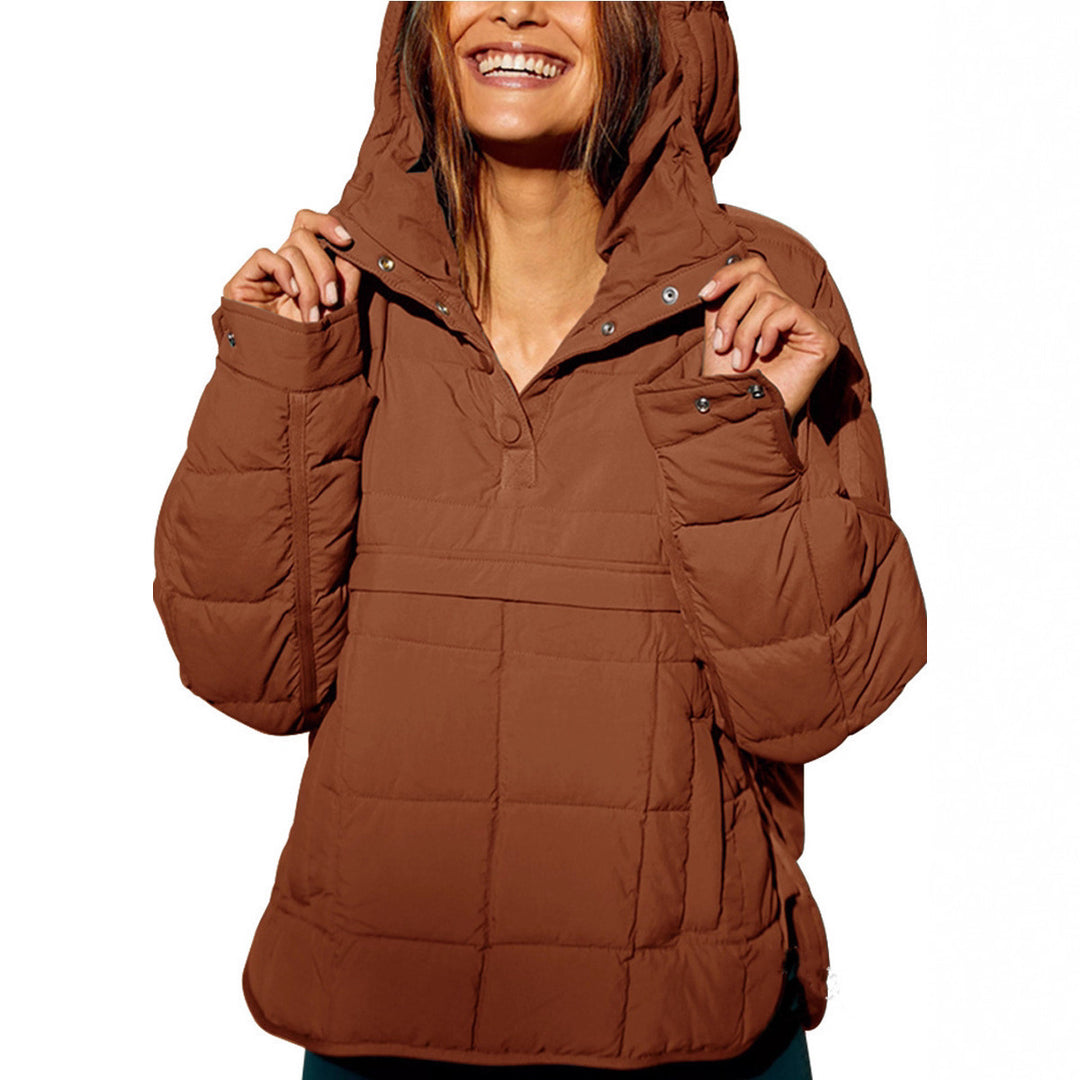 Kvinne Plus Size Polstret Jakke med Hette Skjora