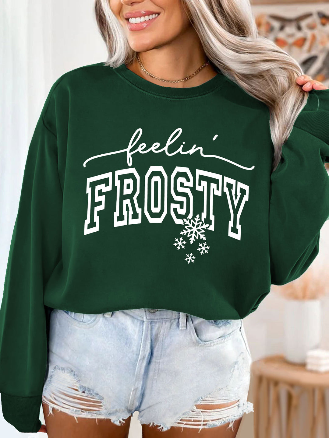 Dame sweatshirt med grafisk trykk Skjora
