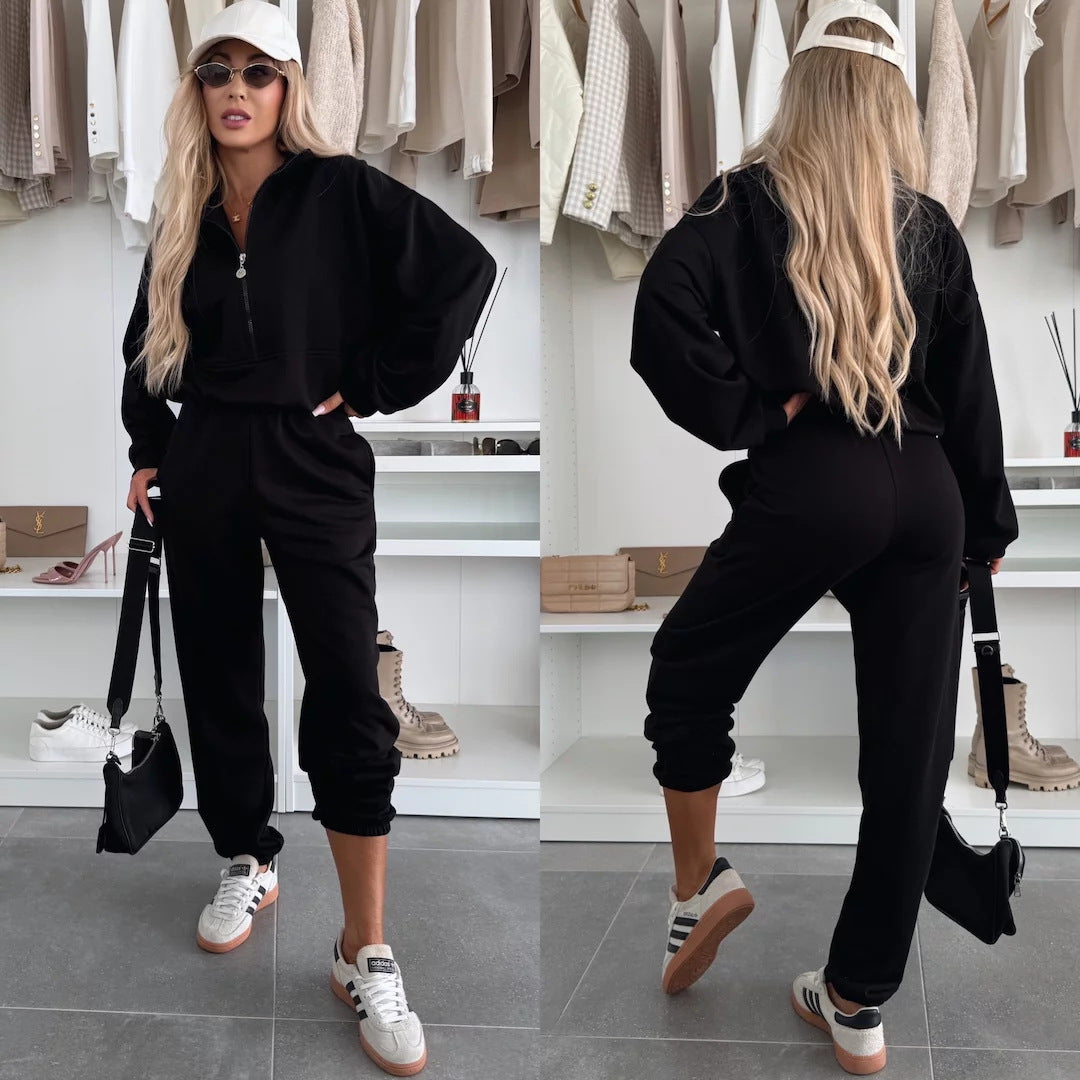 Damer sporty sweat-set med høy krage fra Skjora