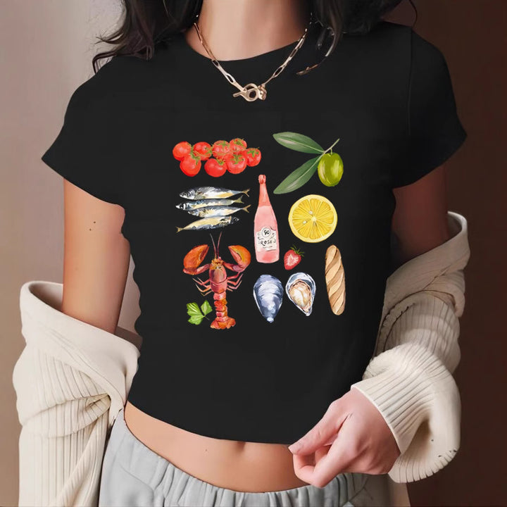 Dame Crop-T-skjorte med sportslig Los Angeles-design Skjora