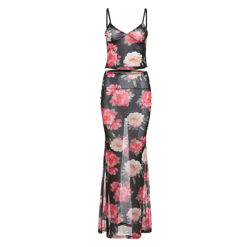 Dame Langermet sommertopp med blomstret oversized design Skjora