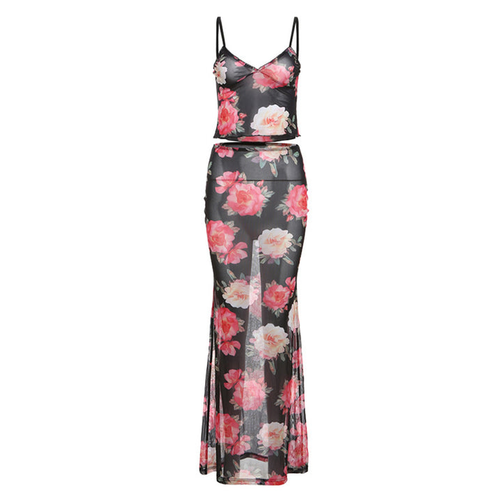 Dame Langermet sommertopp med blomstret oversized design Skjora