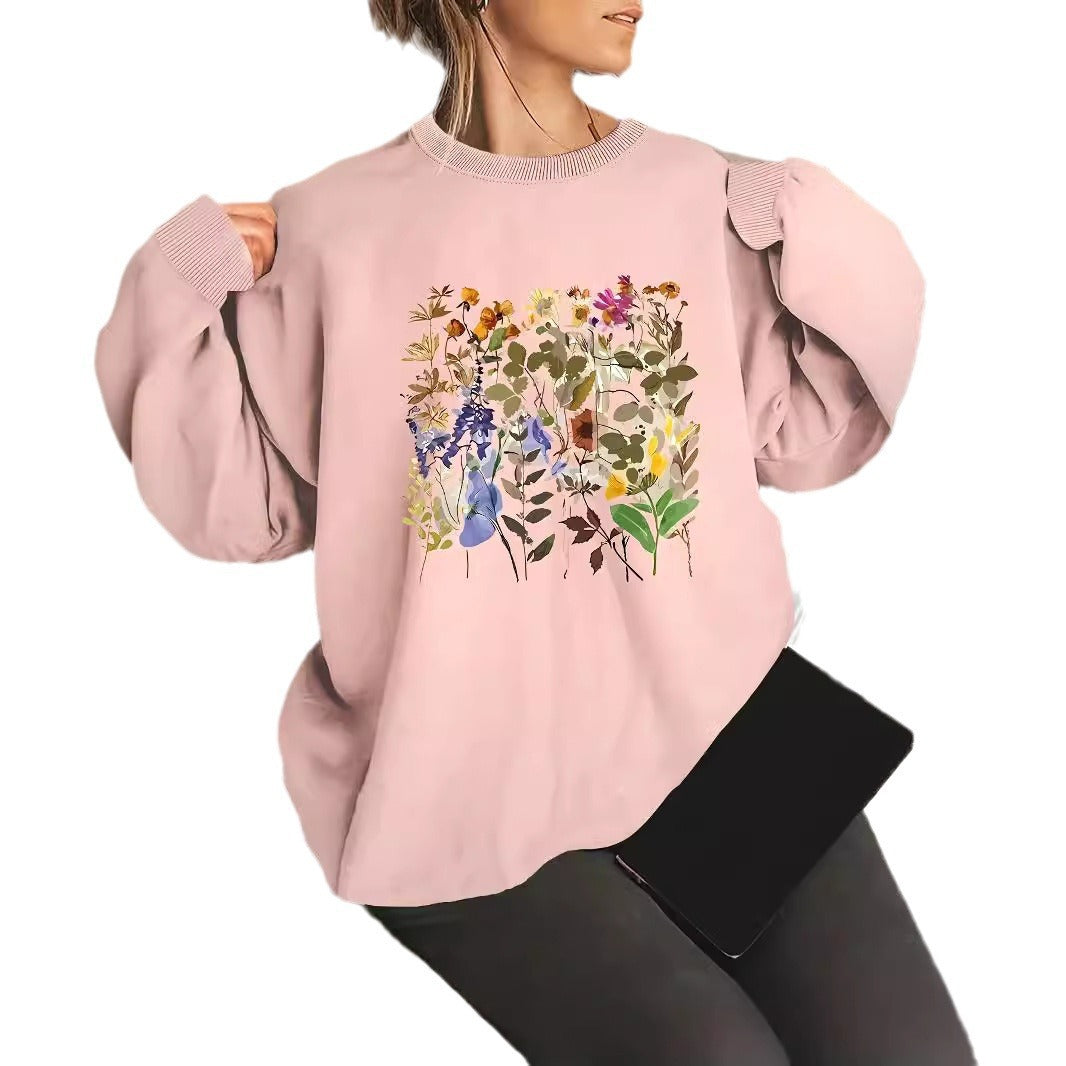 Dame sweatshirt med blomsterdesign og komfortabel passform Skjora