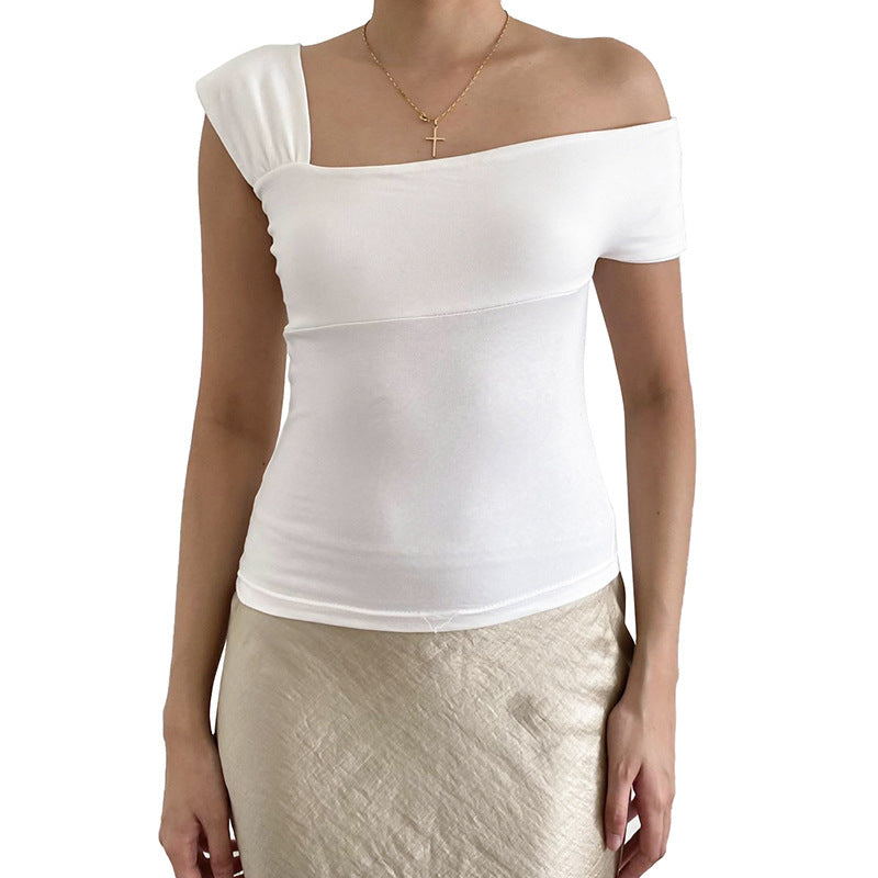 Dame moderne asymmetrisk topp med trendy en-skulder-design Skjora
