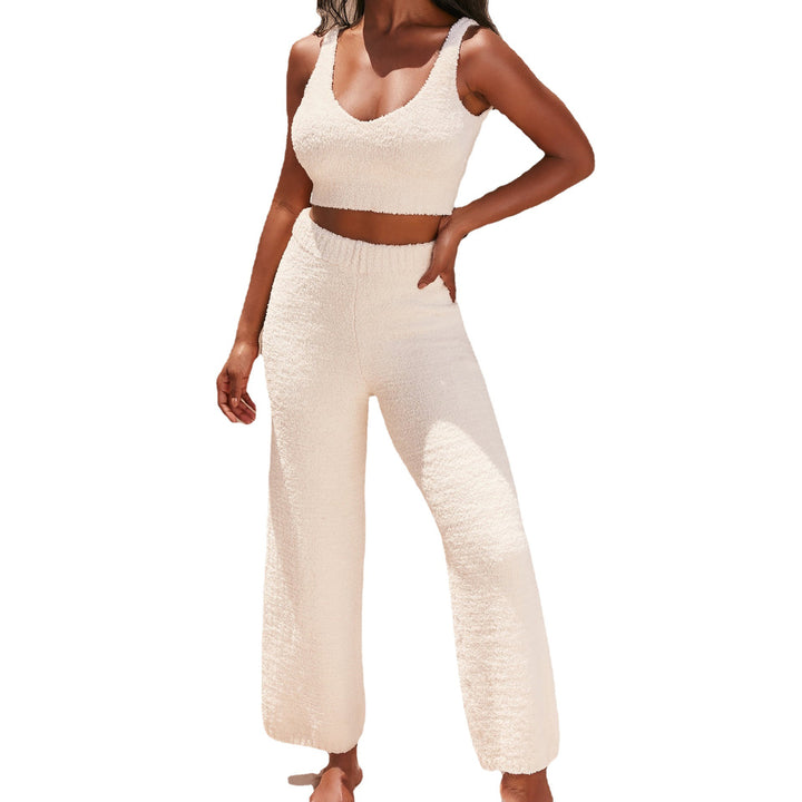 Dame loungewear-set med mykt, strukturert materiale og elegante detaljer Skjora