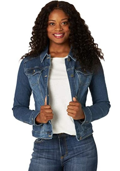 Kvinnenes klassiske denimjakke med dekorative sømmer Skjora