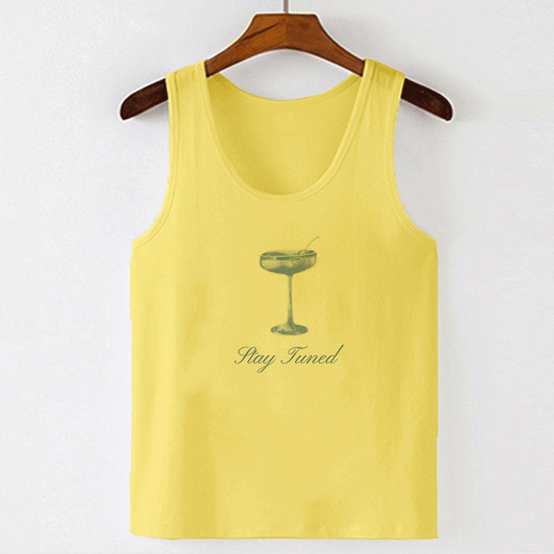 Dame ermeløs Camisole med frisk Cocktailmotiv Skjora