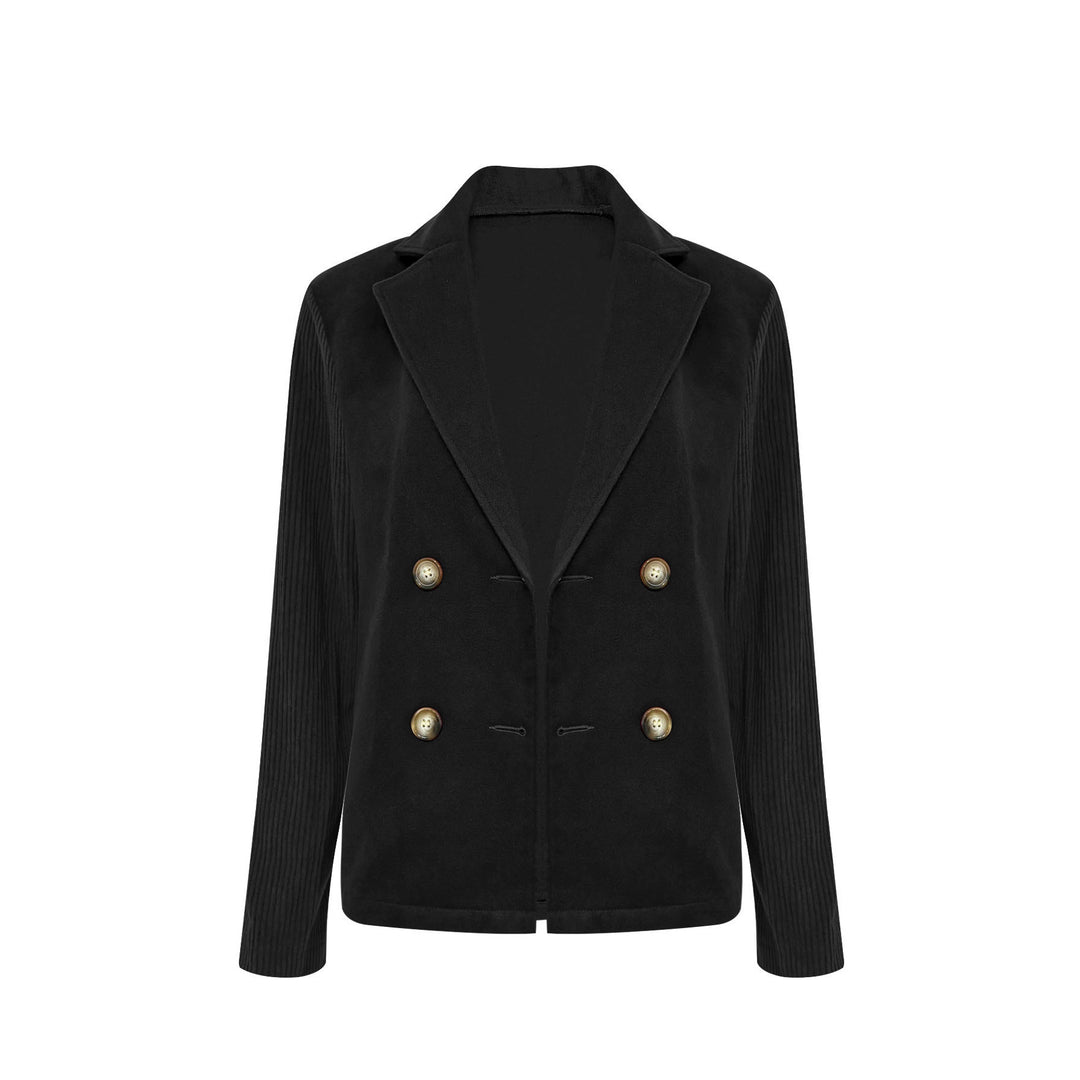 Kvinnenes elegante oversized blazer med dobbelt knappestolpe og teksturert erme Skjora