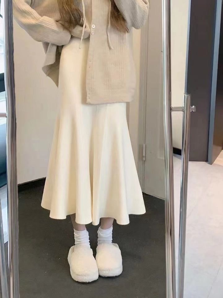 Dame Elegant Cardigan Sett med Kontrastdetaljer og Knapplukking Skjora