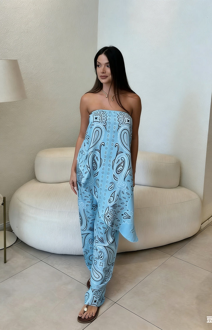 Damer casual jumpsuit med vid snitt och stiligt mönster Skjora