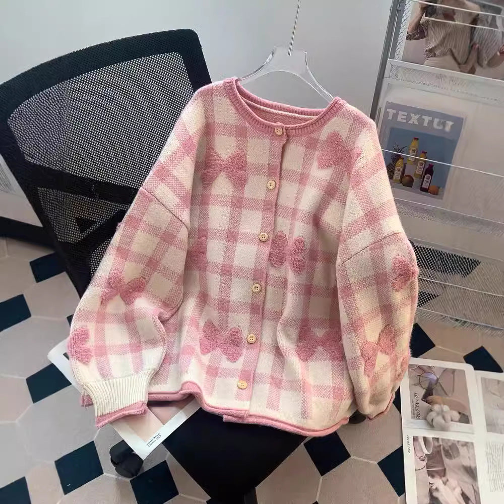 Kvinnelig Oversized Cardigan med Hjerte Mønster Skjora