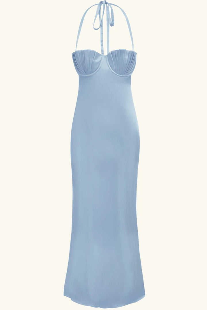 Damen Abendkleid mit tailliertem Oberteil und raffinierten Falten Skjora