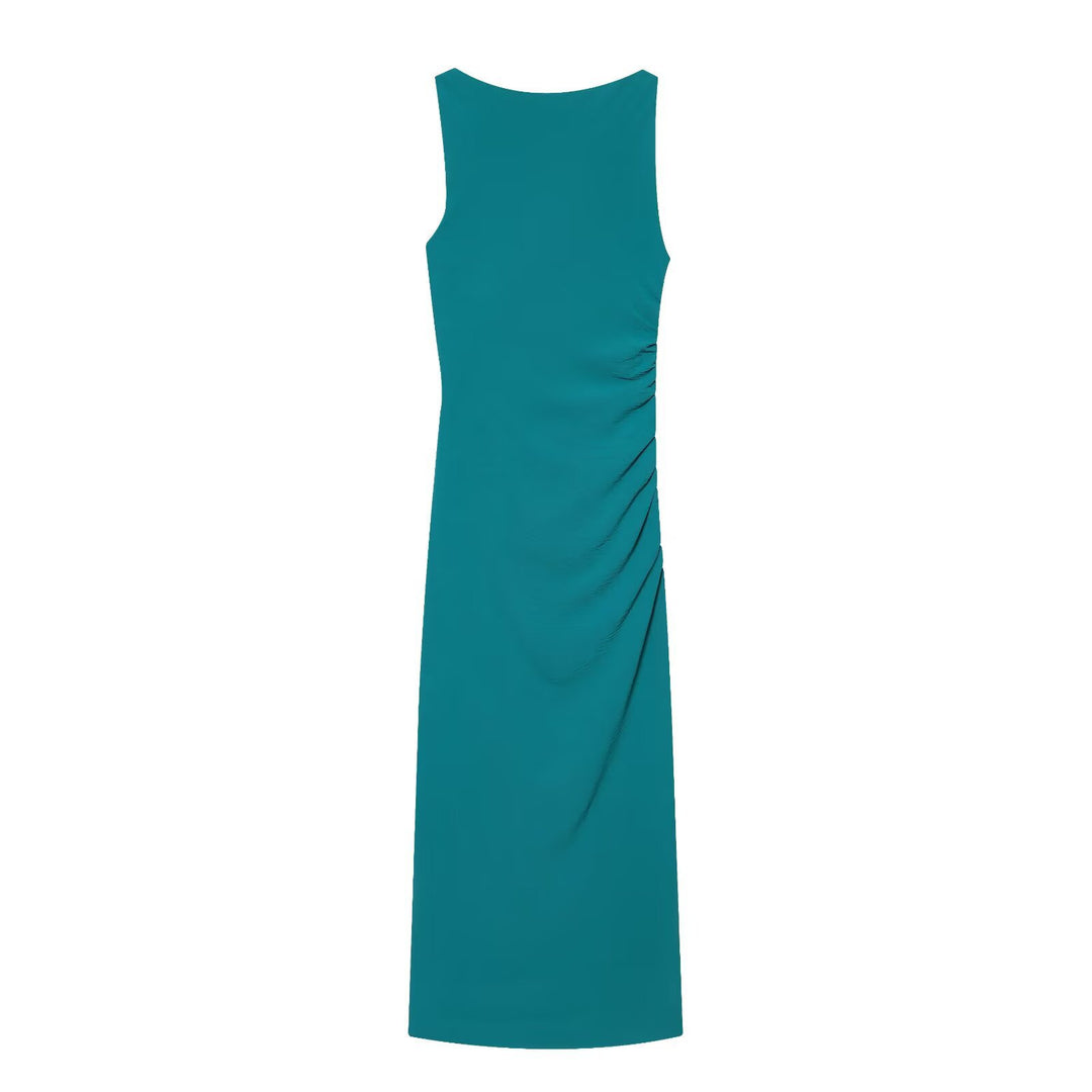 Damer Maxikjole med elegant drapering og asymmetrisk kant Skjora