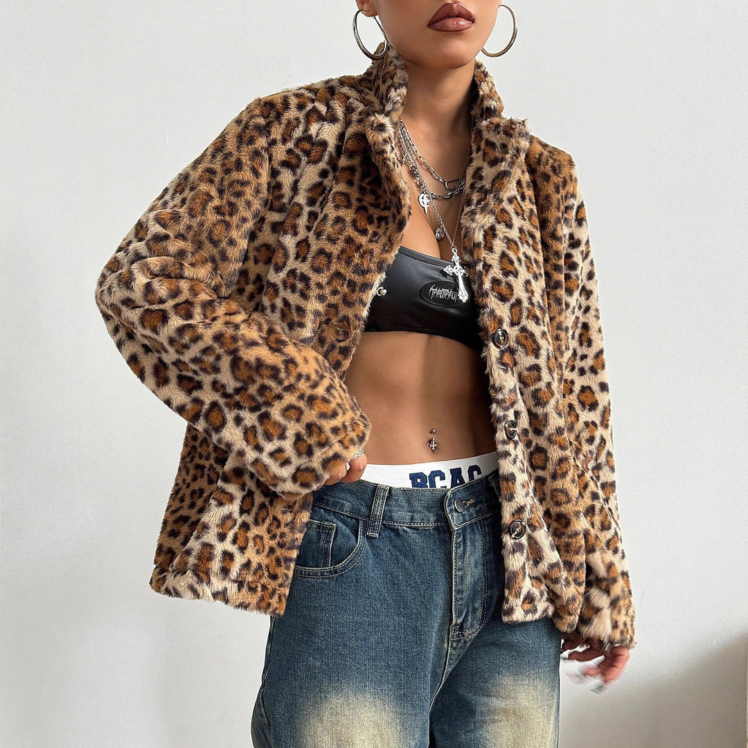 Kvinne elegant leopardmønster blazer jakke Skjora