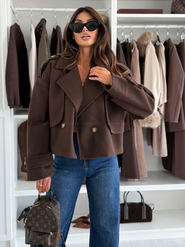 Dame oversized ulljakke med brede revers Skjora