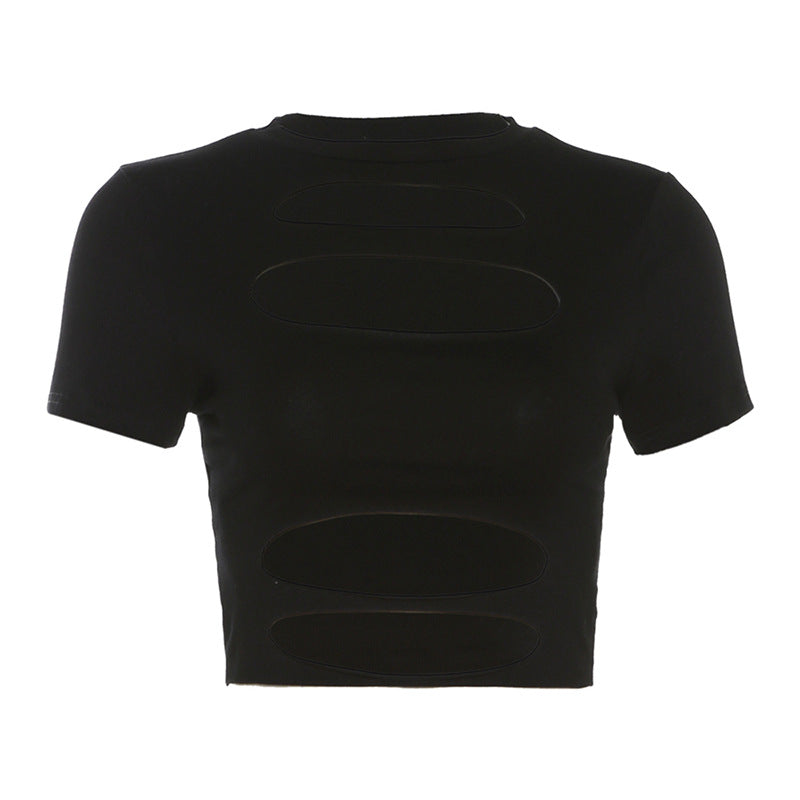 Dame cropped topp med cut-out design Skjora