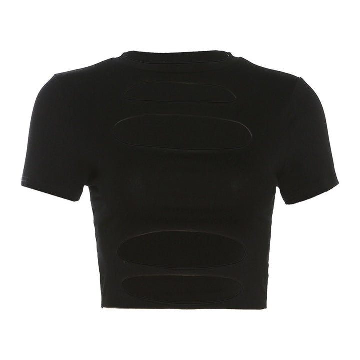 Dame cropped topp med cut-out design Skjora