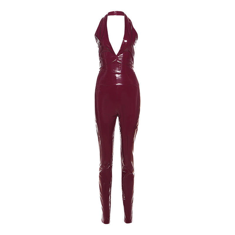 Damer Figurtilpasset Latexdress med dyp V-hals og ryggsnøring Skjora