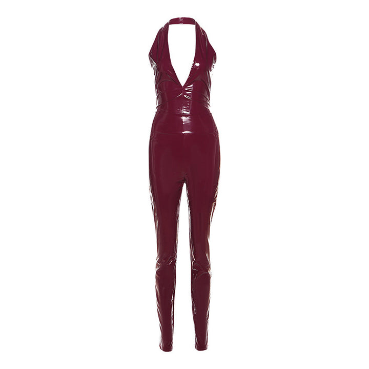 Damer Figurtilpasset Latexdress med dyp V-hals og ryggsnøring Skjora